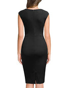 Miusol Women's Retro Ruffle Style Slim Work Pencil Dress(Medium, Black)