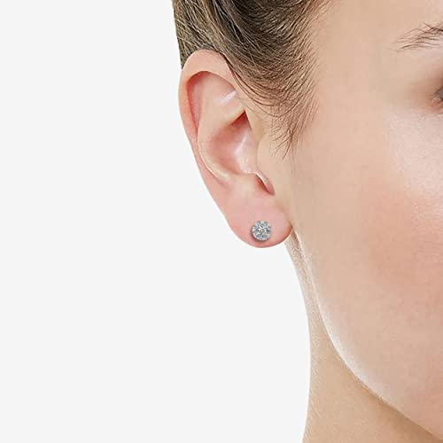 Diamond Stud Earrings Set in 925 Sterling Silver