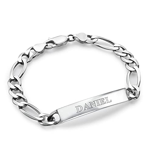 Handmade Custom Made Men's ID Bracelet Sterling Silver 925 Engraved