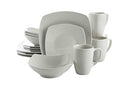 lZen Buffet Porcelain Dinnerware Set, Service for 4 (16pcs), White (Square)