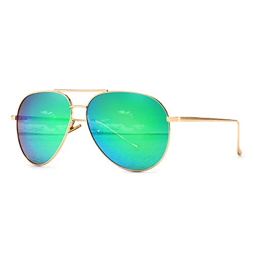 SUNGAIT Women’s Lightweight Oversized Aviator Sunglasses - Mirrored Polarized