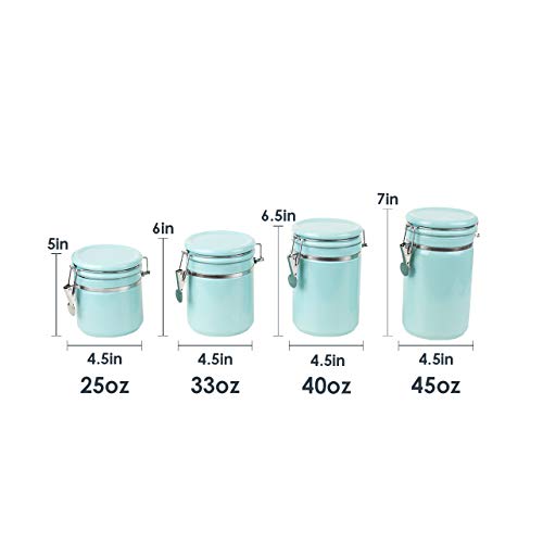 4PC Ceramic Canister Set W/Spoon (Turquoise)