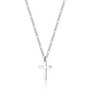 Cross Necklace for Men Figaro Chain Stainless Steel Plain Polished Cross Pendant