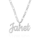 Personalized Name Necklace With Figaro Chain in Sterling Silver 925 or Gold/Rose Plated 18k