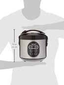 Digital Cool-Touch Rice Grain Cooker and Food Steamer, Stainless, Silver