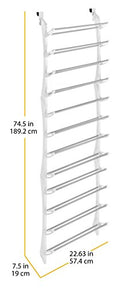 Whitmor Over the Door Shoe Rack - 36 Pair - Fold Up, Nonslip Bars