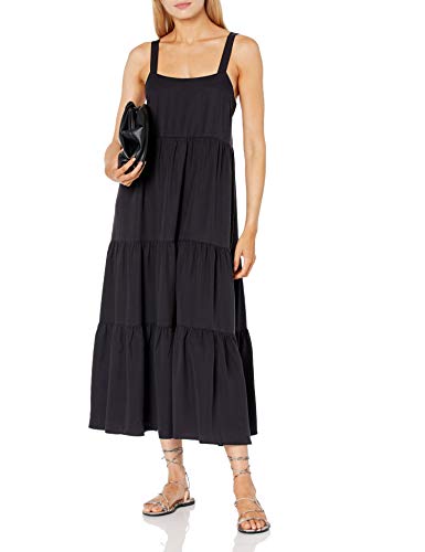 Women's Britt Tiered Maxi Tent Dress, Off-Black, S