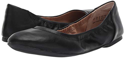 Amazon Essentials Women's Belice Ballet Flat, Black, Faux Leather, 8