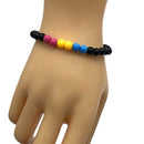 Pansexual Flag Colors Bead Bracelet - 6mm Pink Yellow and Blue Acrylic Beads 7 inches