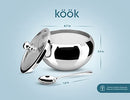 Stainless Steel Sugar Bowl with Lid and Spoon, Serving Dish, Clear Glass Lid, Storage