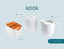 Sugar and Creamer Set, 3 Piece, Pitcher, Sugar Bowl with Lid and Spoon, Sweetener Holder, White