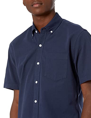 Amazon Essentials Men's Regular-Fit Short-Sleeve Pocket Oxford Shirt, Navy, X-Large