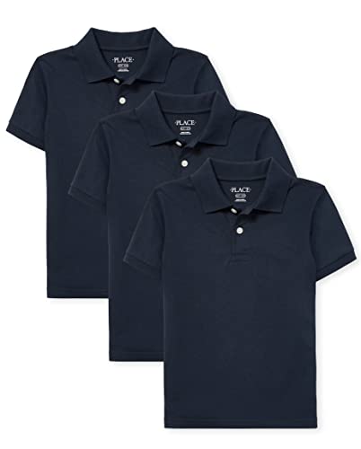 boys Short Sleeve Pique School Uniform Polo Shirt, Nautico, Medium US