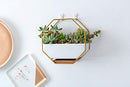 7" White Ceramic Wall Planters Vase and Copper,Drainage Hole with Bamboo Tray