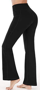 Heathyoga Women Bootcut High Waist Yoga Pants with Pockets, Black, XX-Large