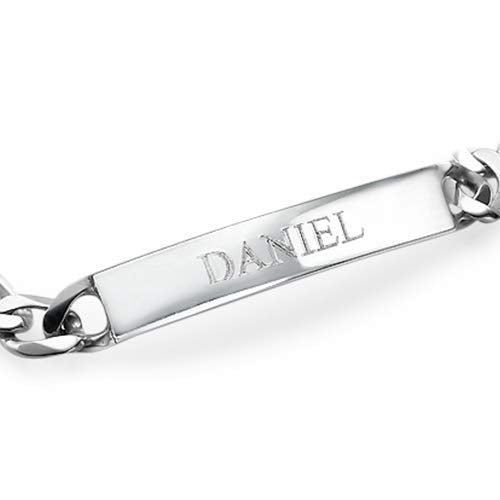 Handmade Custom Made Men's ID Bracelet Sterling Silver 925 Engraved