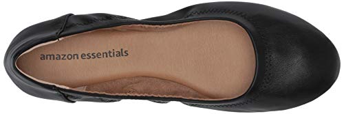 Amazon Essentials Women's Belice Ballet Flat, Black, Faux Leather, 8