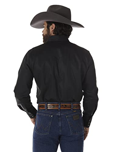 Men's Authentic Cowboy Cut Work Western Long-Sleeve ,Black,Large