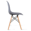 Shell Chair with Wood Legs for Kitchen, Dining, Living Room - Set of 4, Gray