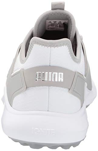 PUMA Men's Ignite Fasten8 Golf Shoe, White Silver-High Rise, 11.5