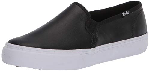 Women's Double Decker Slip on Sneaker, Black Leather, 9