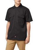 Men's Short Sleeve Work Big and Tall Button Down Shirt, Black, 5XL Plus UK
