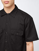 Men's Short Sleeve Work Big and Tall Button Down Shirt, Black, 5XL Plus UK