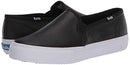 Keds womens Double Decker Leather Slip on Sneaker, Black Leather, 9.5 US