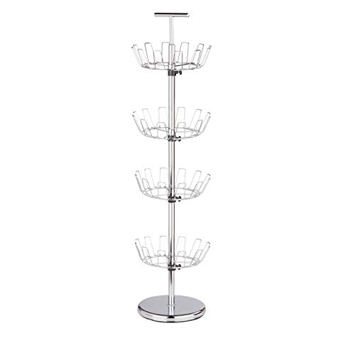 Honey-Can-Do SHO-01483 Shoe Tree with Spinning Handle, Chrome, 4-Tier