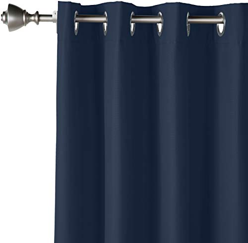 Room Darkening Blackout Window Curtains with Grommets - 52 x 96-Inch, Navy, 2 Panels