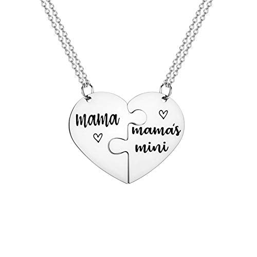 2 Pieces Set Mom Gifts from Daughter Matching Heart Necklaces for Women Gifts