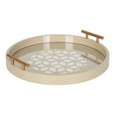 Caspen Modern Round Tray, 15.5 inch Diameter, Sand Light Brown, Decorative Tray