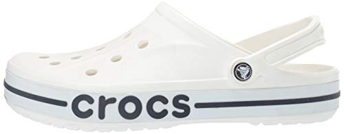 Crocs Unisex-Adult Bayaband Clogs, White/Navy, 6 Men/8 Women