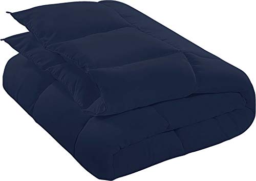 Utopia Bedding All Season 250 GSM Comforter - Soft Down Alternative Comforter - Plush Siliconized Fiberfill Duvet Insert - Box Stitched (Full/Queen, Navy)