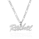 Personalized Name Necklace With Figaro Chain in Sterling Silver 925 or Gold/Rose Plated 18k