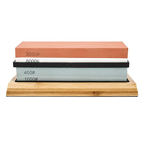 HighFree Complete Knife Sharpening Stone Kit – 400/1000 and 3000/8000 Grit Whetstone Set