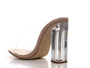 Fusion Clear Chunky Block High Heels for Women, Transparent Booties for Women