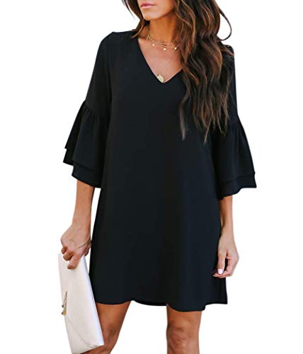 Women's Dress Sweet & Cute V-Neck Bell Sleeve Shift Dress