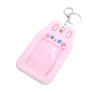 Cute Plush Kpop Photocard Holder with Keychain, Cartoon Bear Rabbit Cat Photo Sleeve