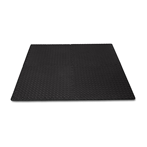 Foam Interlocking Exercise Gym Floor Mat Tiles - Pack of 6, 24.7 x 24.7 x .5 Inches, Black