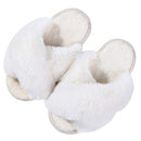 Girl's Soft Plush Lightweight House Slippers Non Slip Cross Band Slip on
