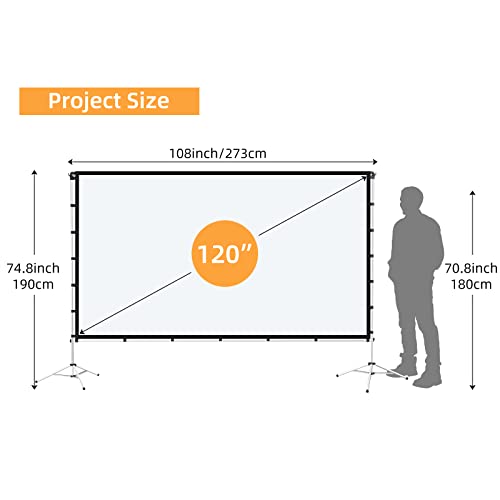 120 inch Projector Screen with Stand,Foldable Portable Projection Screen 16:9 4K HD Only