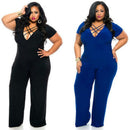 Womens  Short Sleeve Long Jumpsuit Bodysuit
