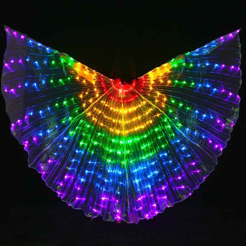 Ruoru Rainbow Color Alas Angle Led Wings Adult Led Costume Circus Led Light Luminous Costumes Party Show Isis Wings Dancewear