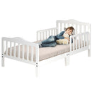 Classic Design Kids Wood Toddler Bed Frame with Two Side Safety Guardrails - Brown