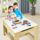 Kids Table Chairs Set With Storage Boxes Blackboard Whiteboard Drawing (Natural)