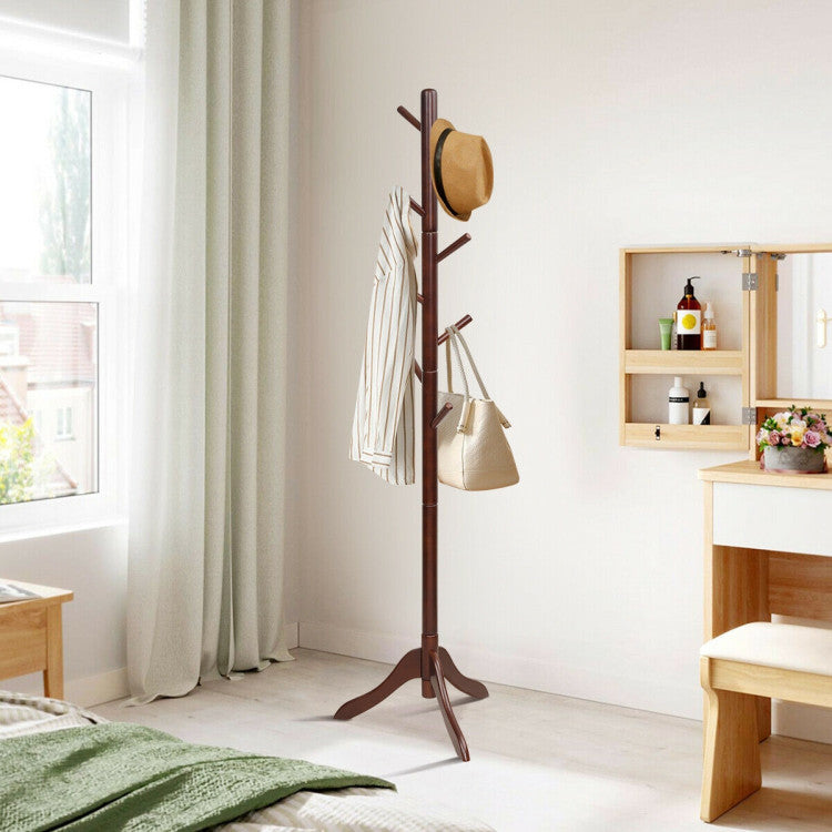 Adjustable Free Standing Wooden Coat Rack (Brown)