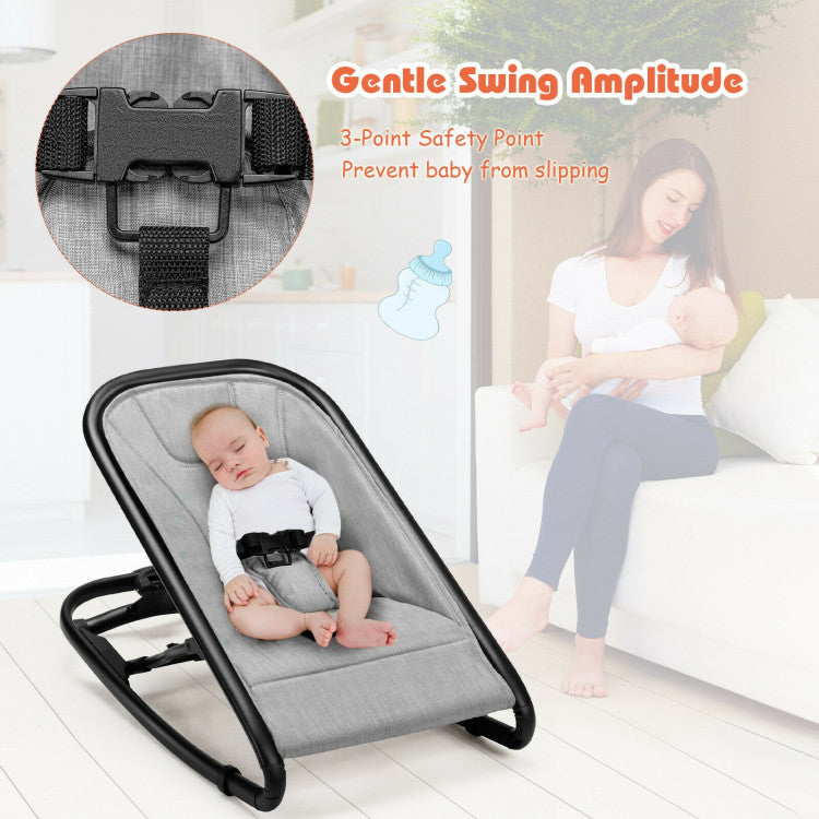 2-in-1 Adjustable Baby Bouncer and Rocker - Light Gray