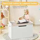 Kids Toy Wooden Flip-top Storage Box Chest Bench with Cushion Hinge (White)