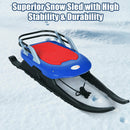 Folding Kids Metal Snow Sled with Pull Rope Snow Slider and Leather Seat